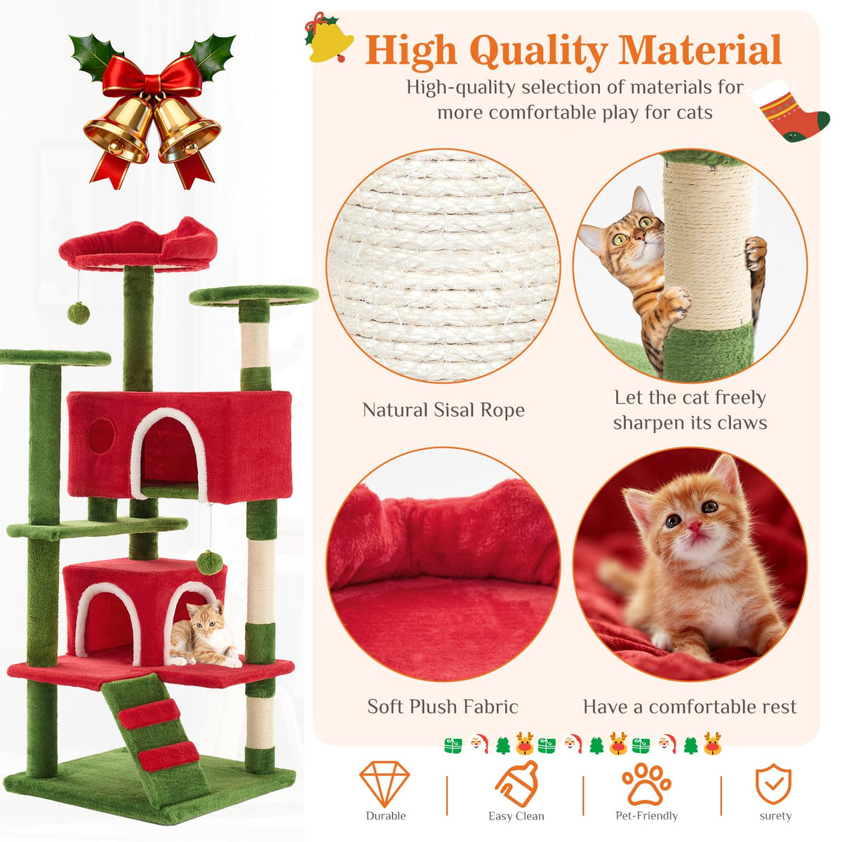 54 inch Cat Tree Tower with Scratching Posts