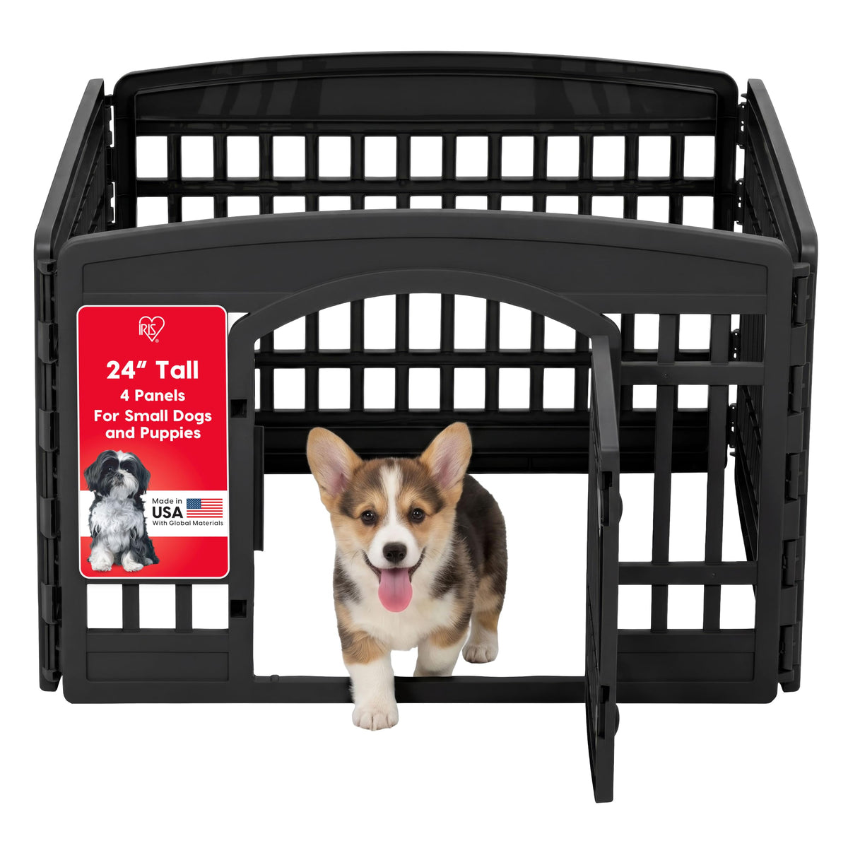 4 Panel Dog Playpen (4 Panel - 24" H / Black)