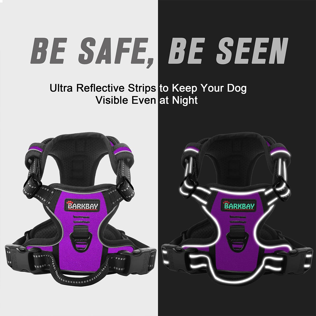 Dog Harness No Pull for Small Sized Dog Front Back Clips (X-Small(Chest:15.5-19.5”) / Purple)