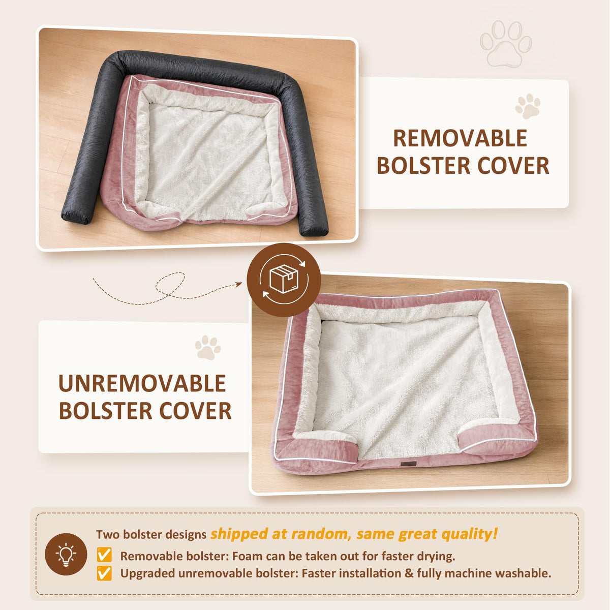 Waterproof Orthopedic Dog Beds for Extra Large Dog (45.0"L x 35.0"W x 8.5"Th / Pink)