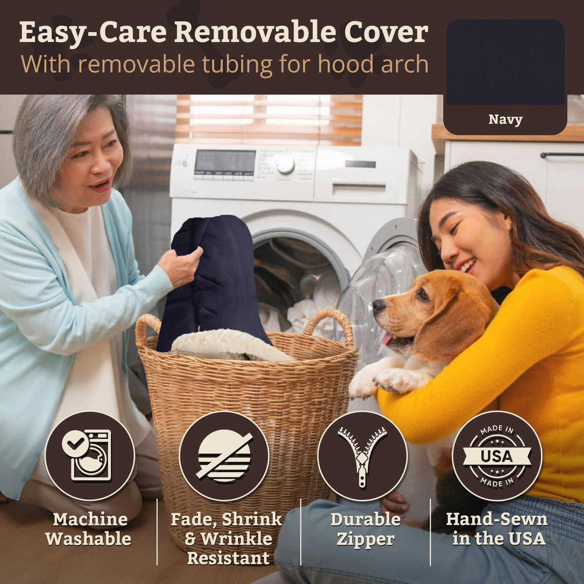 Cozy Cave Dog Bed (35.0"L x 35.0"W x 8.0"Th / Navy)
