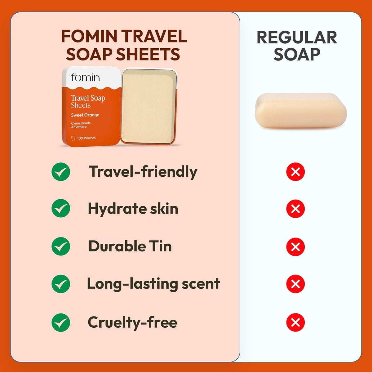 Paper Soap Sheets for Traveling (Orange (Pack of 3))