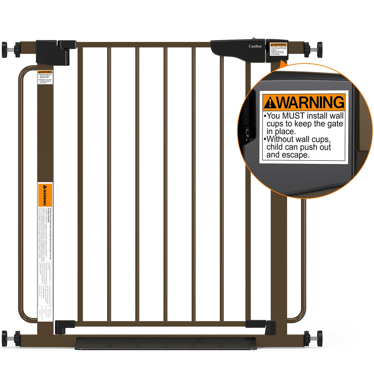 30.4 56.8" Extra Wide Baby Gate (Brown / 30.4"-56.8" W x 30.5" H)
