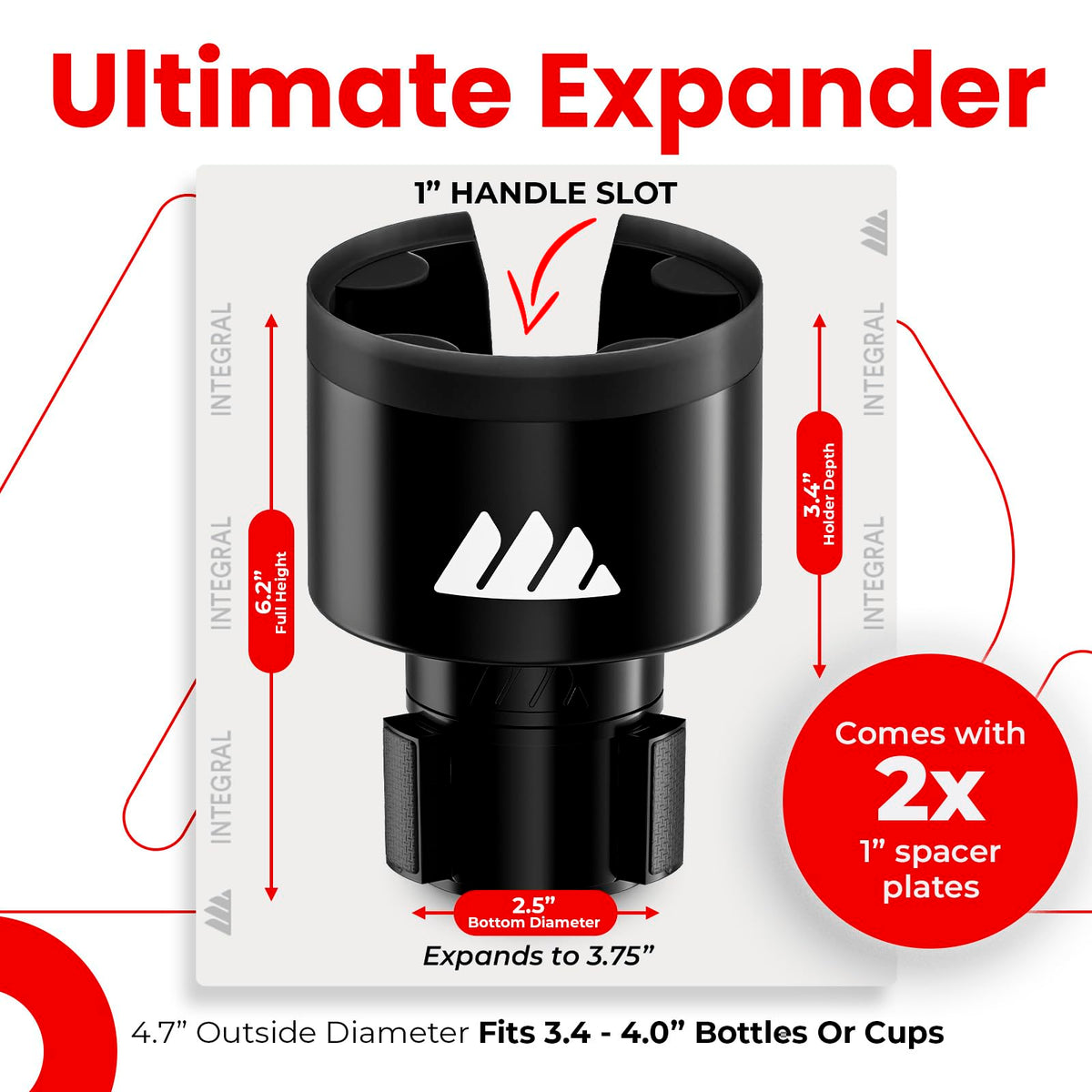 Ultimate Car Cup Holder Expander with Adjustable Base & Organizer (Black / 1pack)