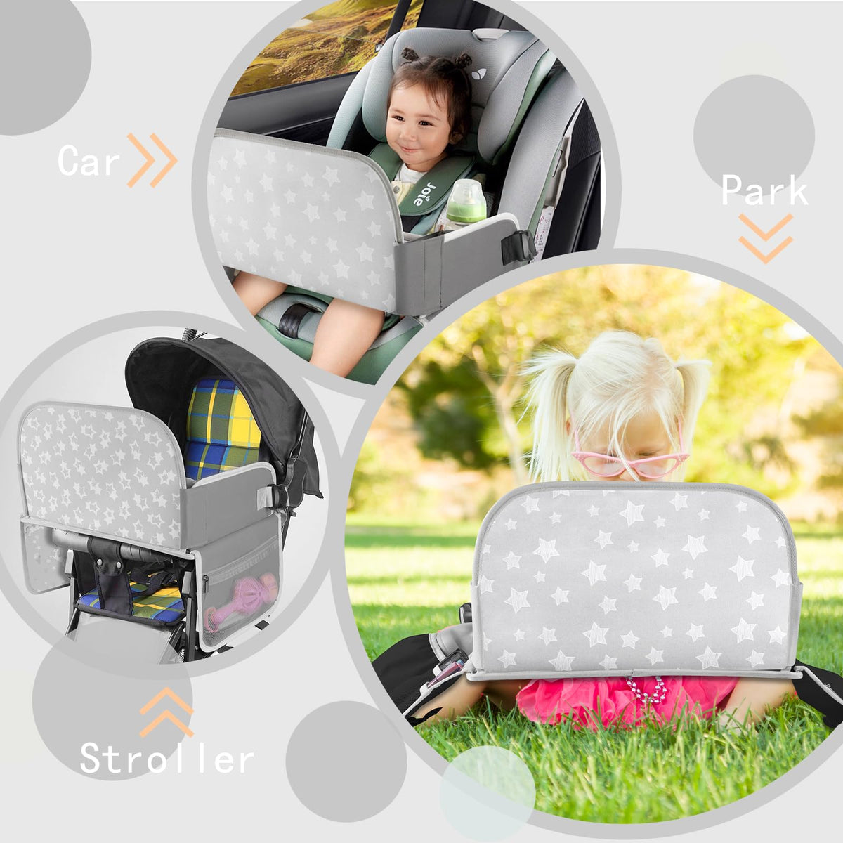 Kids Travel Tray for Toddler Car Seat (StarGrey)