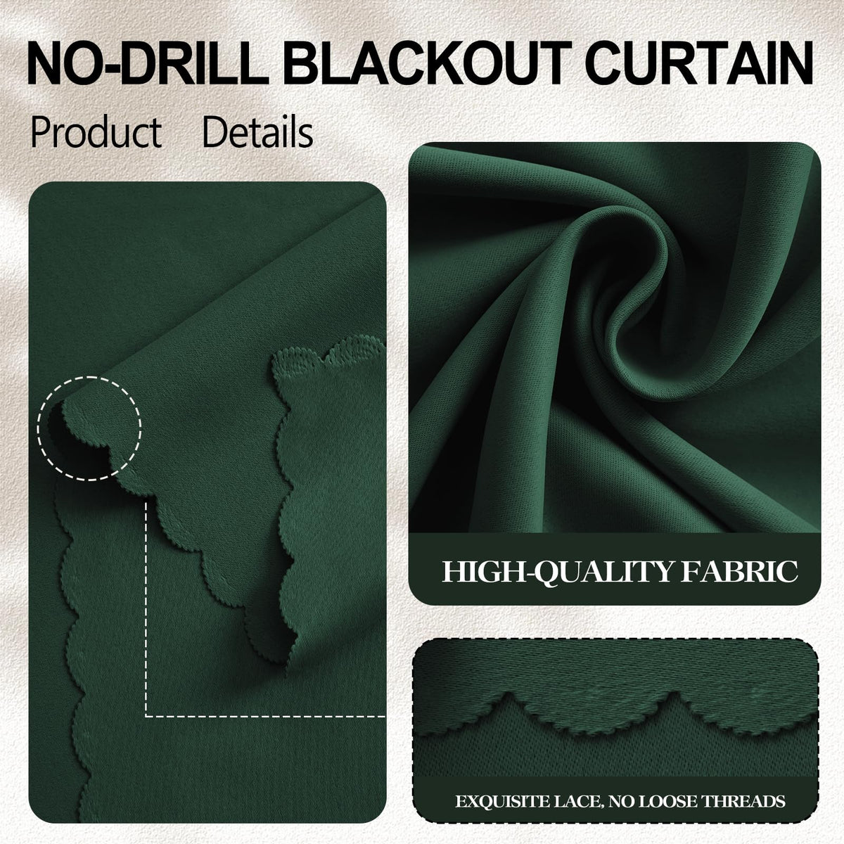 Adhesive Curtains for Window (Dark Green / 59"W x 84"L (Pack of 1))