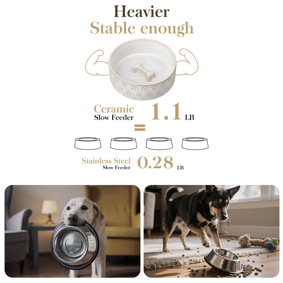 Ceramic Dog Food Bowl (Five-leaf Grass / 6 Cups)