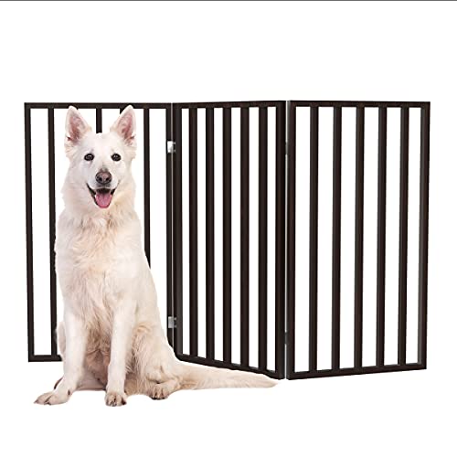 Pet Gate 3 Panel Freestanding Dog Gate Indoor (Brown / 3 Panel)