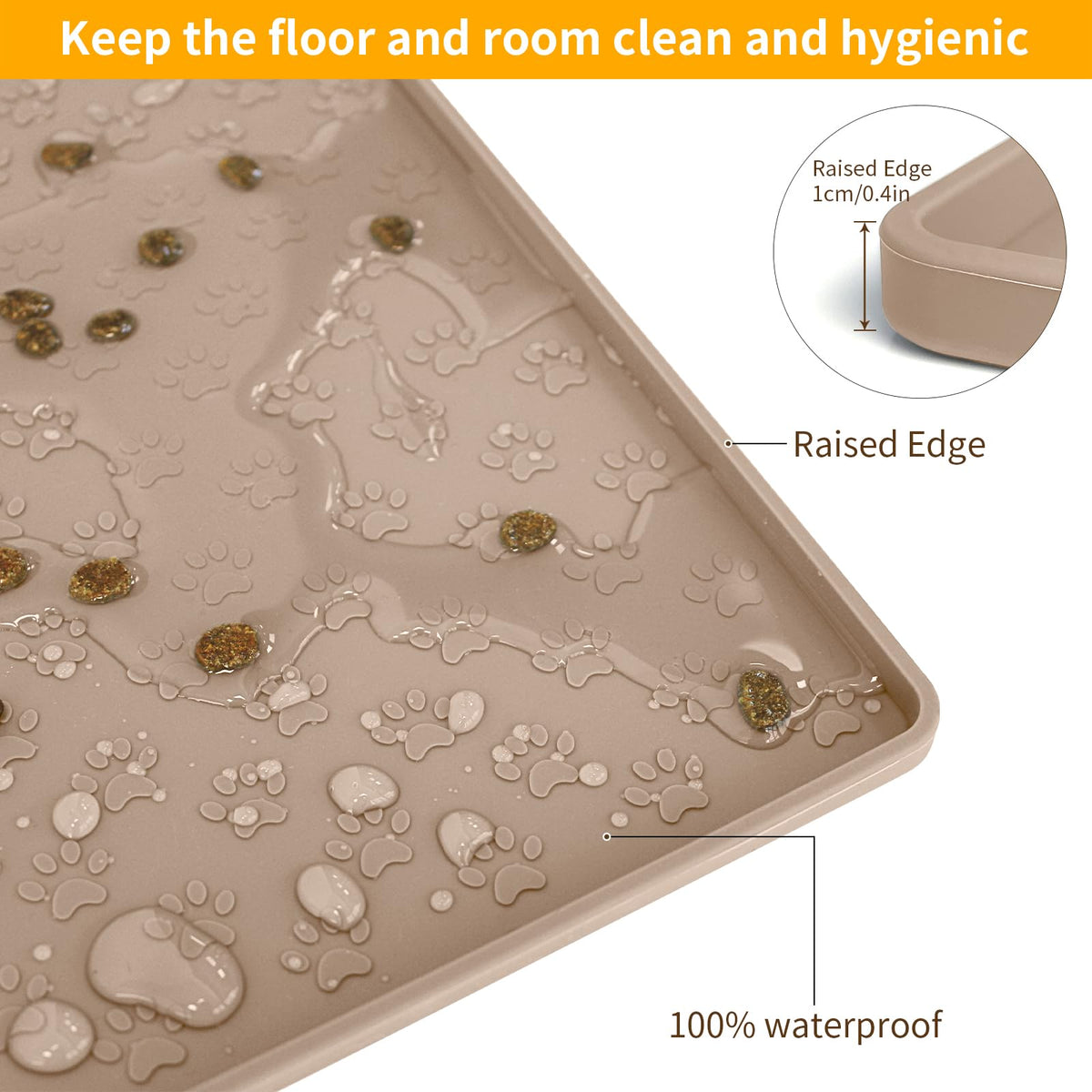 Dog Food Mat Anti (11.8"L x 11.8"W / Taupe)