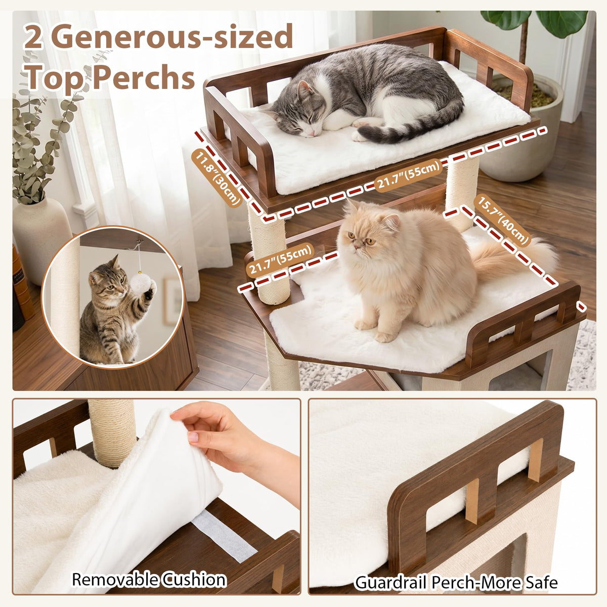 Cat Tree Wooden Multi (Walnut / 75.98 inches)