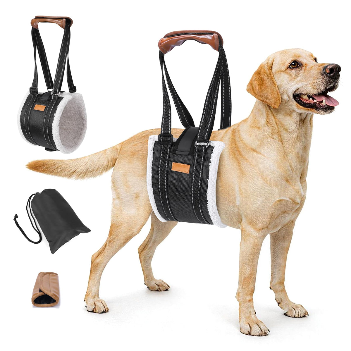 Dog Lift Harness for Large Dogs (Black / L/XL: 81-400 Lbs)