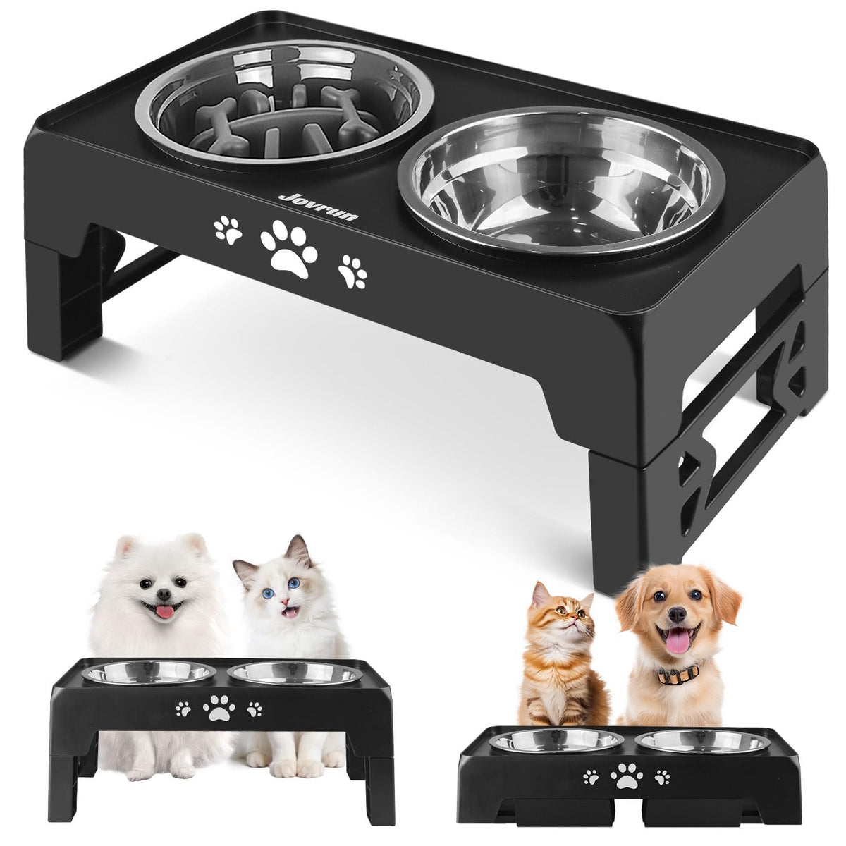 Elevated Dog Bowls for Small Dogs and Cats (Black / Small)