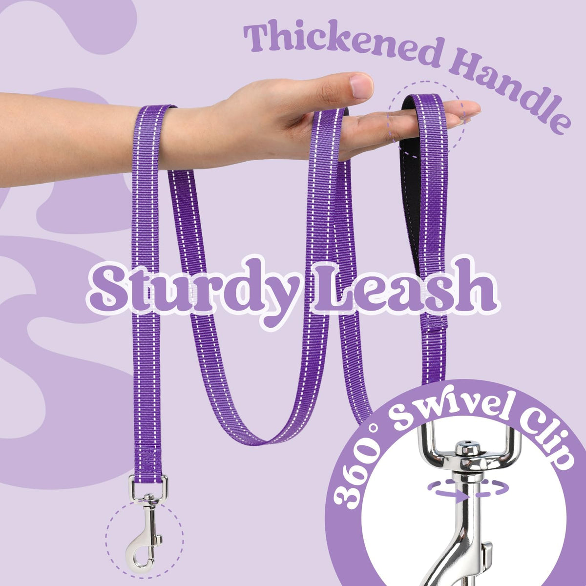 Dog Harness Small Sized and Leash Set (Light Purple & Purple / S (Chest: 15.1"-16.5"))