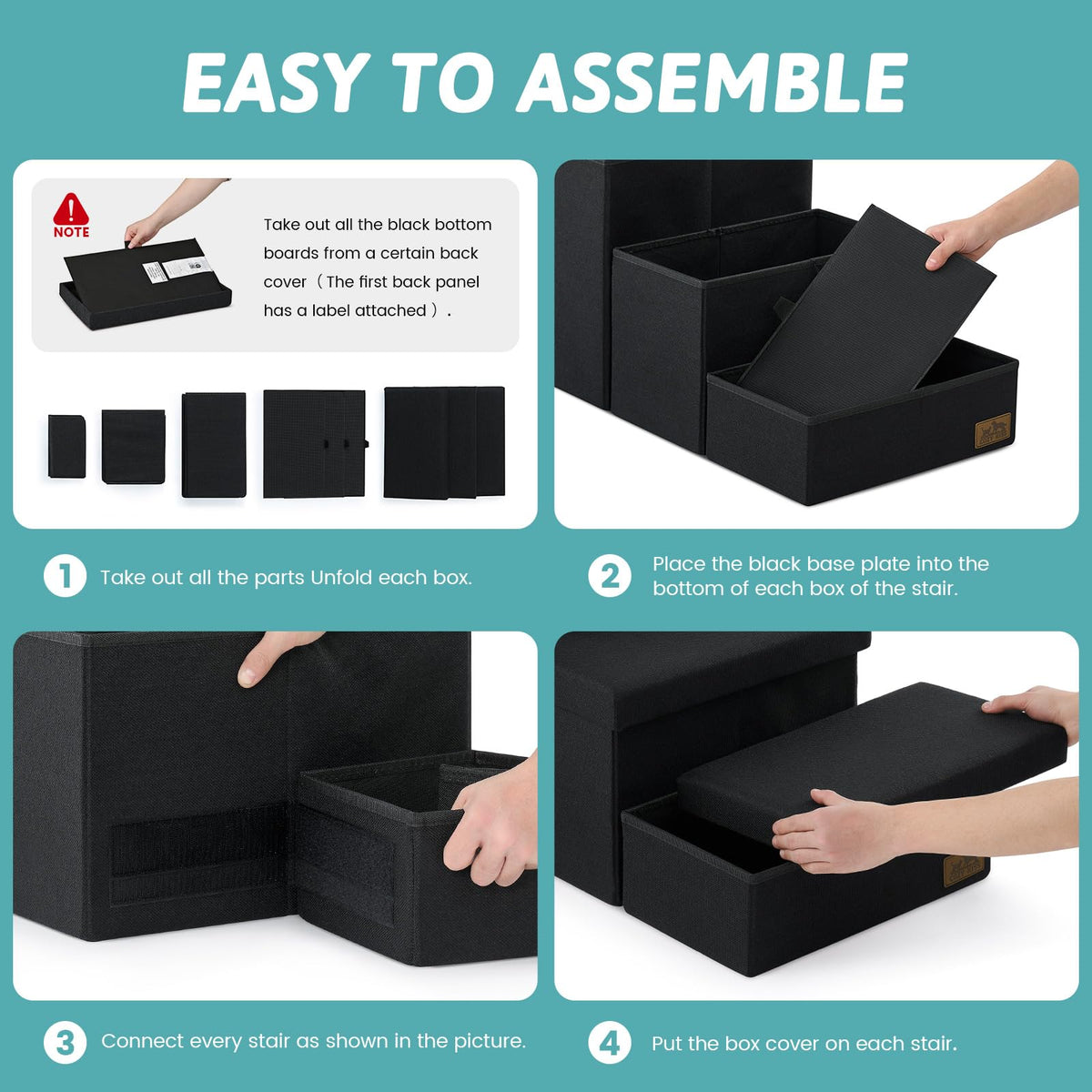 Dog Stairs with Storage (Black / 28.5"L x 17"W x 16.7"H)