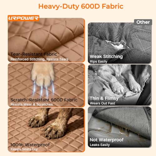 Dog Car Seat Cover for Back Seat (Tan / Standard - 54" Length)