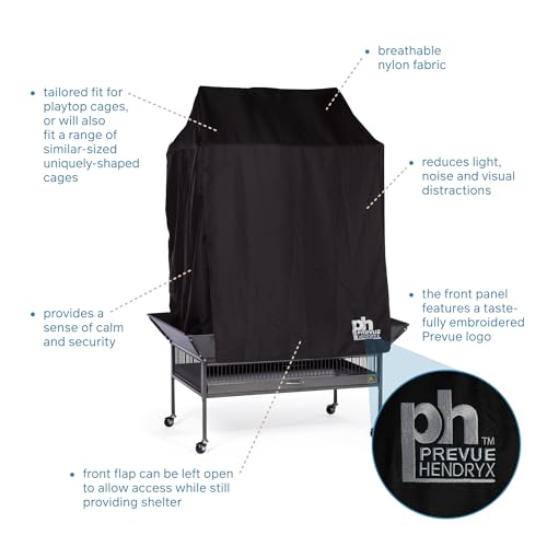 Large Playtop Bird Cage Cover (Black / 36.0"L x 24.0"W x 49.0"H)