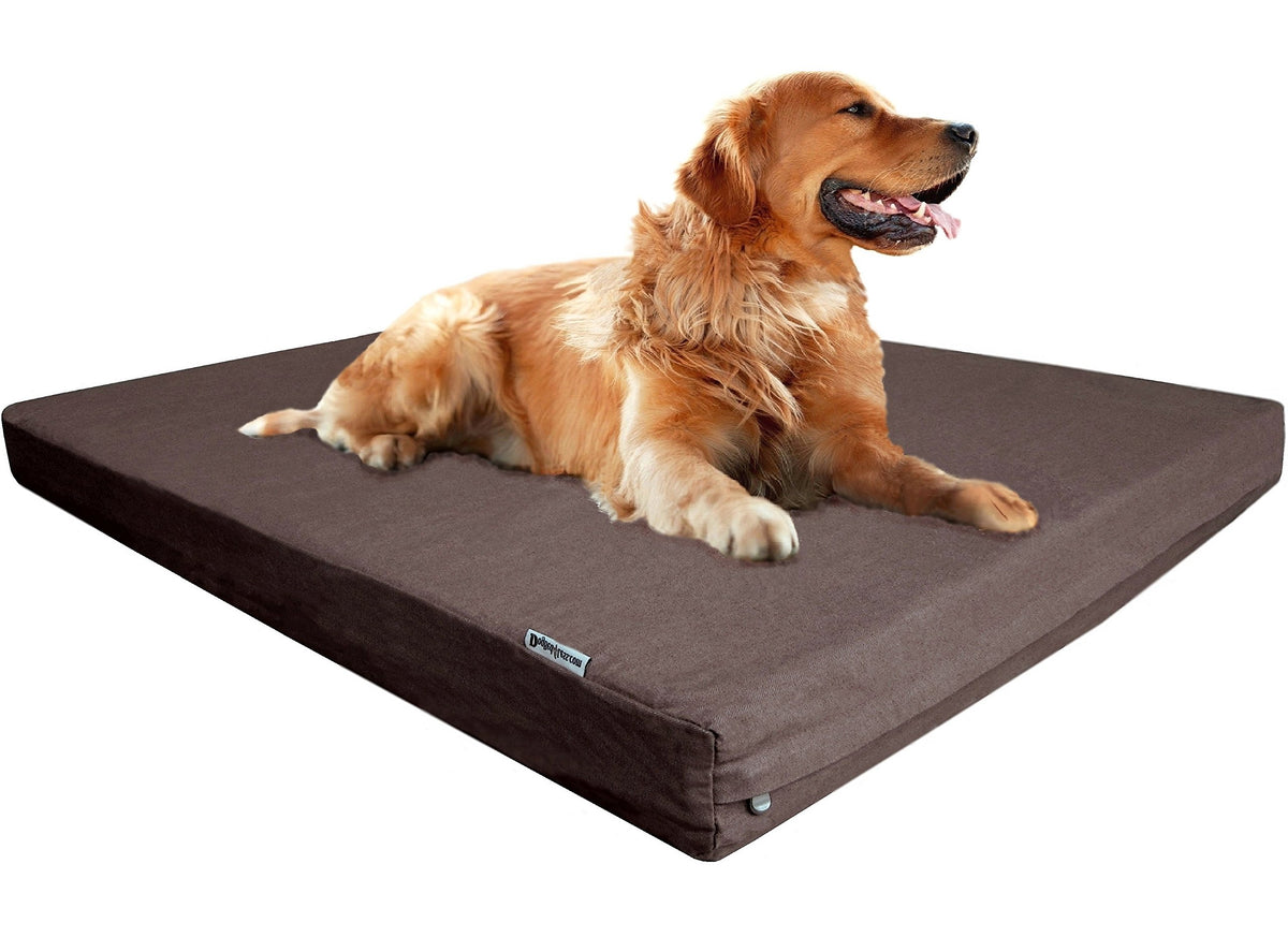 True Orthopedic Memory Foam Dog Bed with Waterproof Liner for Medium to Large Pet (XL 40" Length X 35" Width / Denim in Brown)