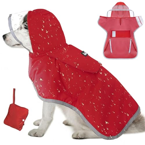Dog Raincoat Ultra Lightweight Rain Jacket (Large / Red)