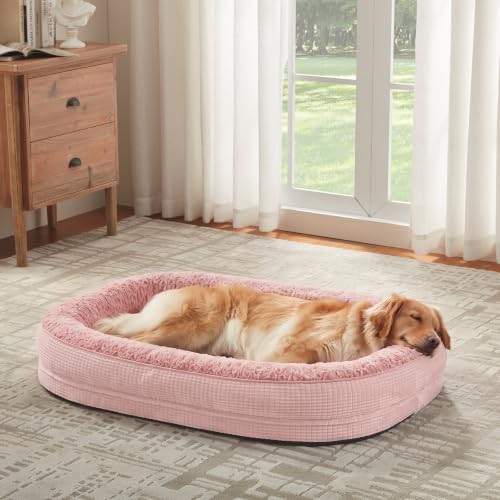 Orthopedic Dog Bed for Extra Large Dogs (Pink / 48"l X 35"w X 7.5"th)