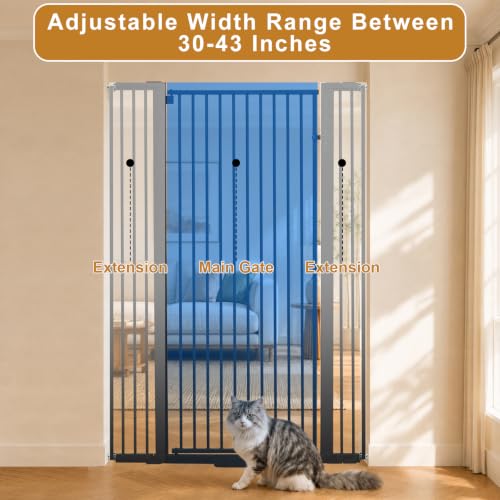 Extra Tall Cat Gate (Black / 55''tall*43 ''wide)