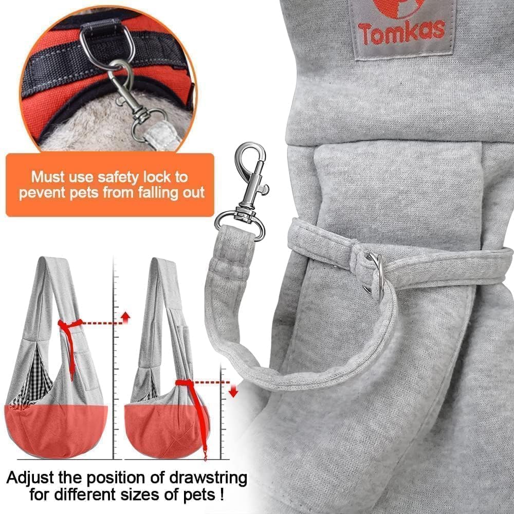 Dog Cat Carrier Sling Classic Pocket & Classic Strap (Grey)