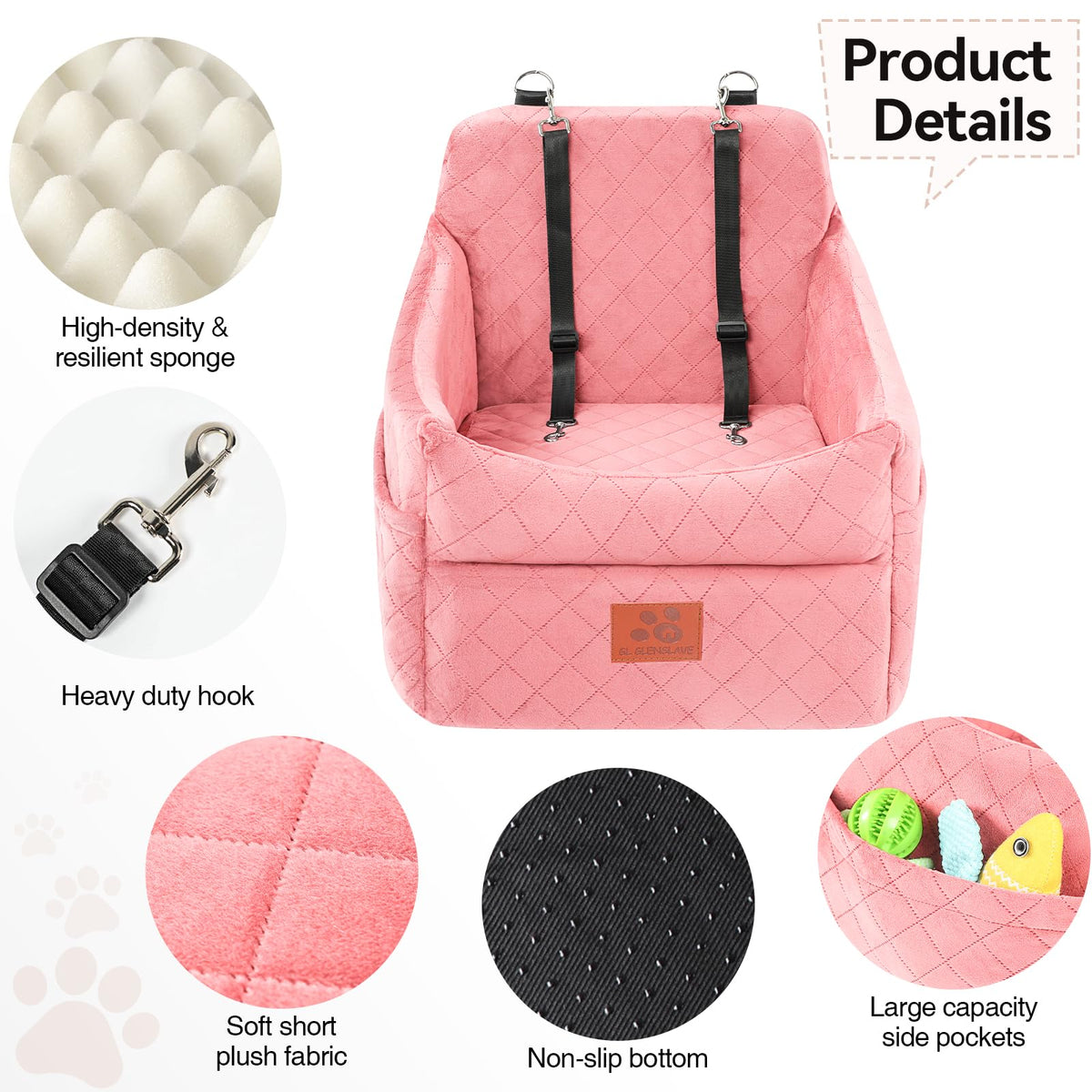 Dog Car Seat for Small (Pink)