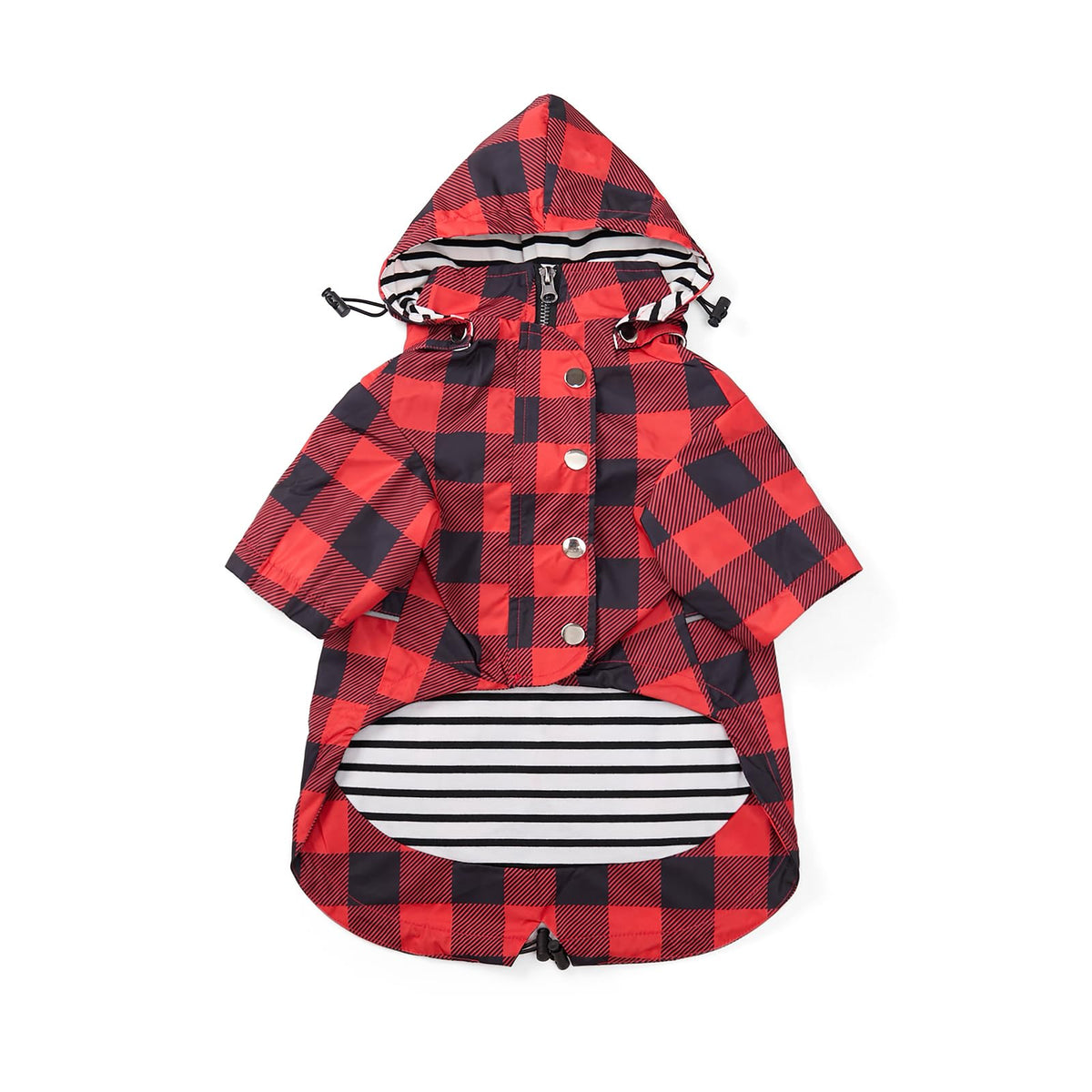 Dog rain Coat Waterproof Raincoat Puppy Jacket with Legs Buttons Zipper Hood Drawstring Fit for Yorkie Terrier Schnauzer Poodle Border Collie Labrador Golden Retriever 8lbs to 80lbs Red XS (X-Small / Red Plaid)