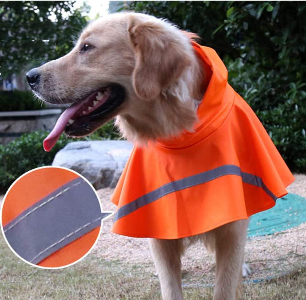 Adjustable Large Dog Raincoat with Strip Reflective (Orange / XXXL)