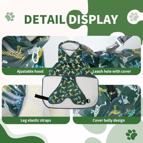Dog Raincoat Waterproof Windproof Dog Rain Jacket with Hood (Green / 4XL(50-55lbs))