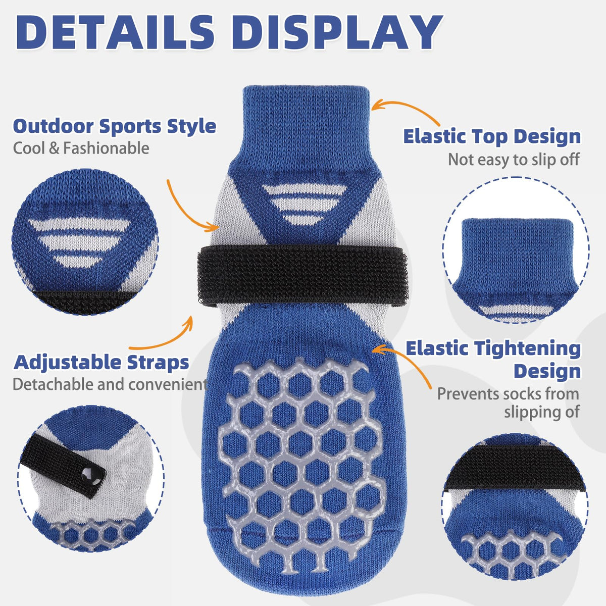 Dog Socks Shoes for Hot Pavement (Navy Blue / Small(4 Pack))