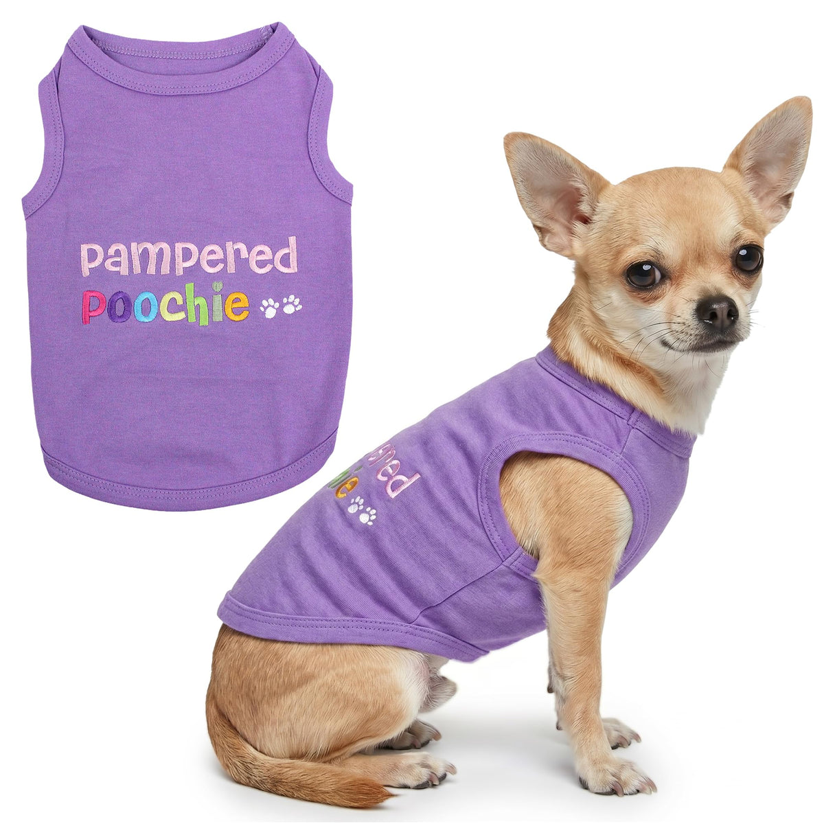 Dog Shirt 100% Cotton Shirts for Small Dogs (Small / Pampered Poochie)