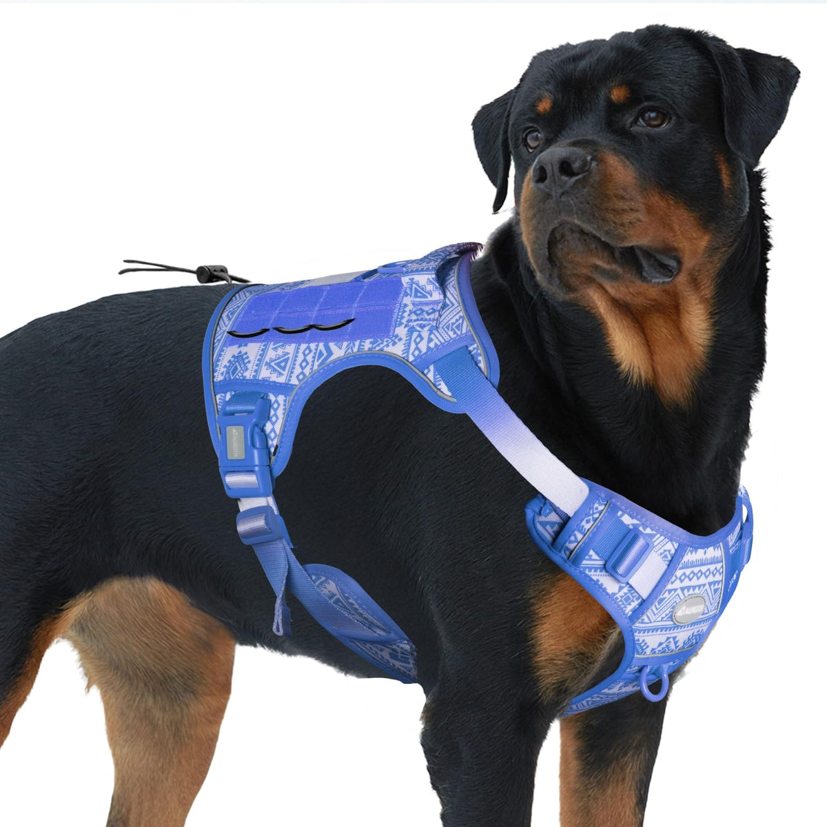 Tactical Dog Harness for Large Dogs (Tribal Patterns-Blue / XL(Neck:20-31",Chest:26-42"),75-135 lbs)