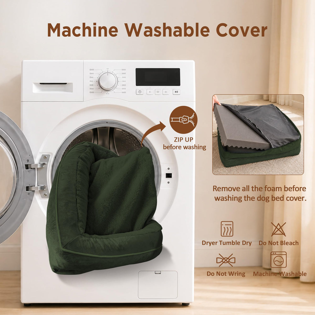 Waterproof Orthopedic Dog Beds for Extra Large Dog (45.0"L x 35.0"W x 8.5"Th / Olive Green)