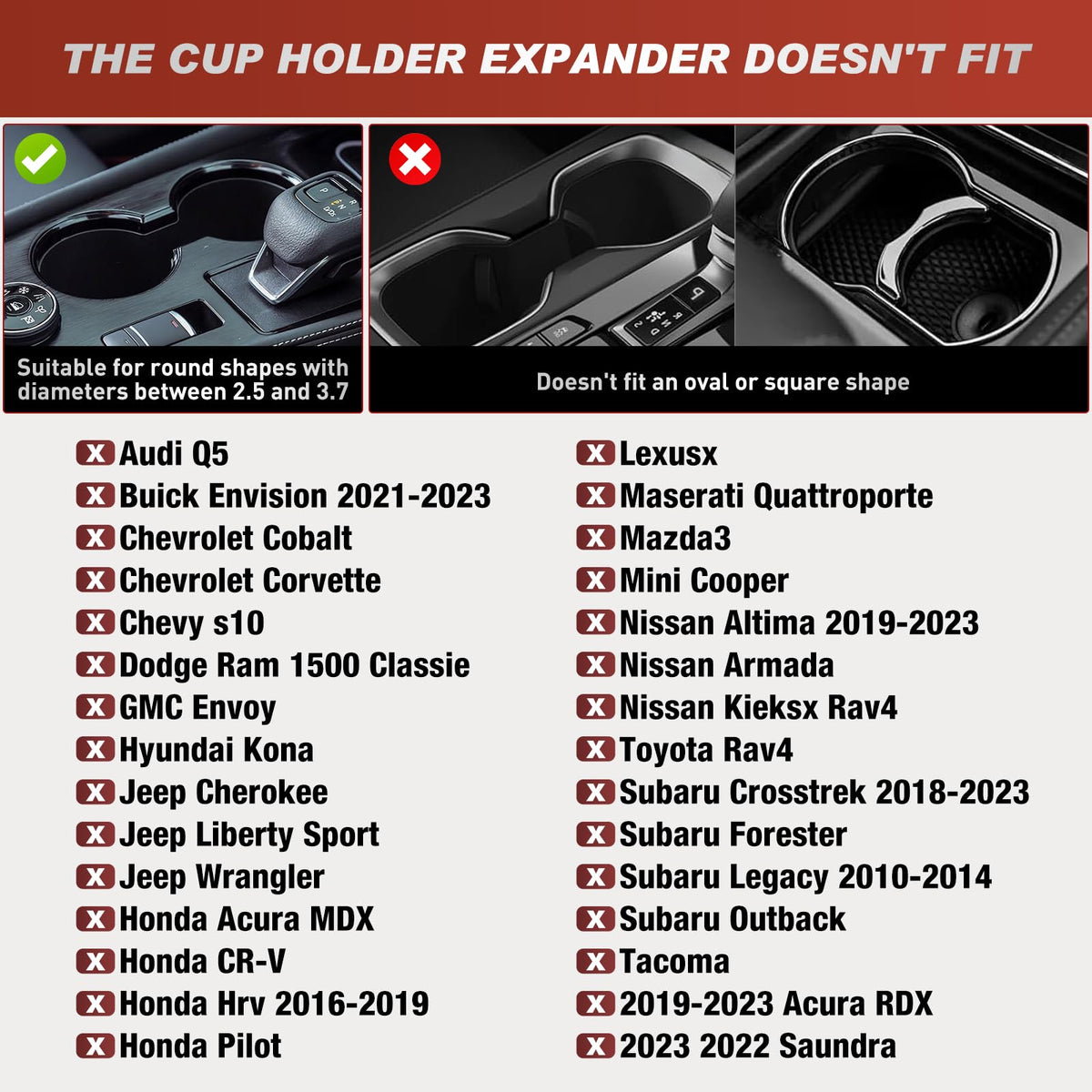 Cup Holder Expander for Car (Cup Holder+Tray)