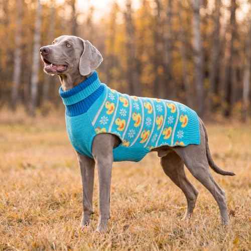 Dog Sweater for Large Dogs Turtleneck Thick Knit Pullover (3XL (60-80lbs) / Duck)