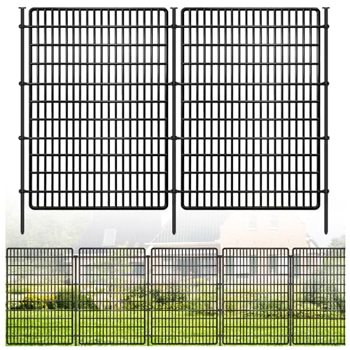 10 Panels No Dig Decorative Garden Fences (Black / 10 Panels-36in(H)x25.2ft(L)-Flat)