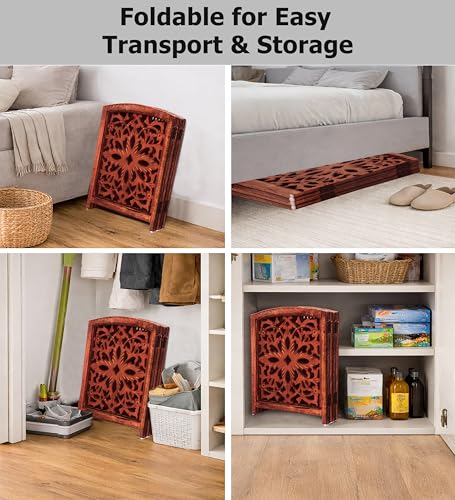 Wooden Foldable Pet Dog Gate (Walnut Brown / 4 Panel)