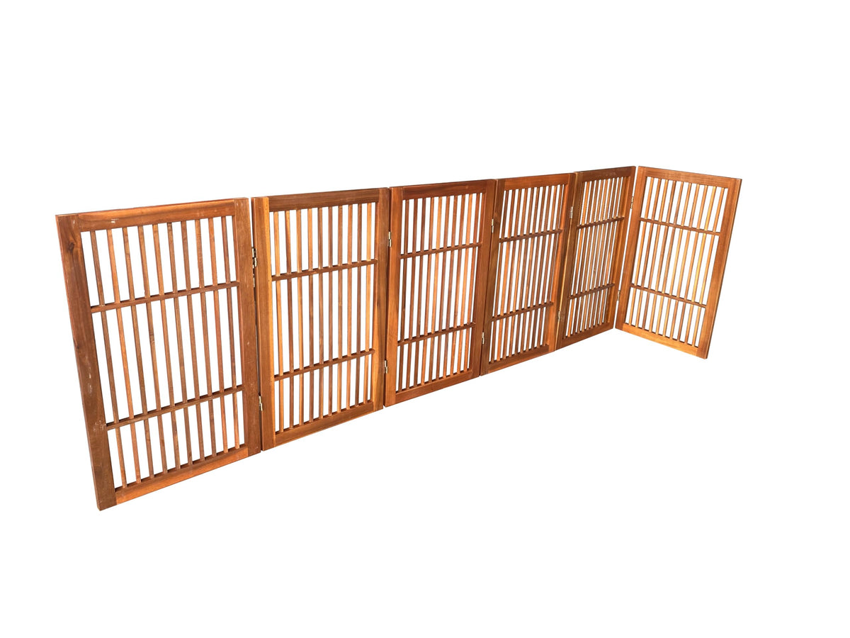 Pet Dog Gate Freestanding (6 Panel 30" Tall / Brown Pet Gate)
