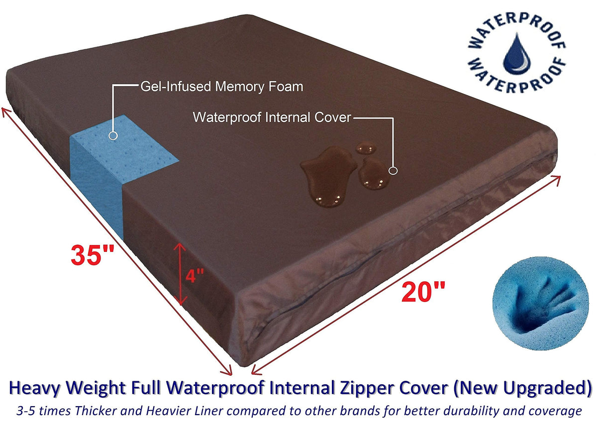 Premium Gel Memory Foam Dog Bed (35.0"L x 20.0"W x 4.0"Th / Navy Blue)