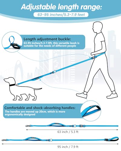 Hands Free Dog Leash with Seatbelt Set (Blue / 63-95‘’)