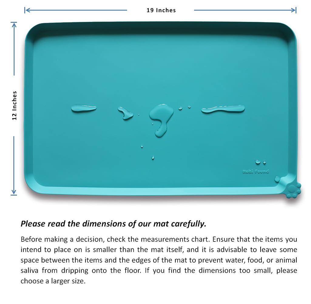 Silicone Non Slip Pet Feeding Mats (19" x 12" / Teal)