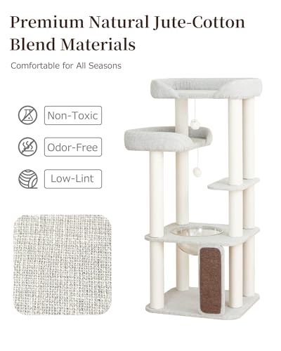 53" Cat Tree Tower for Large Cats (Gray 53'')