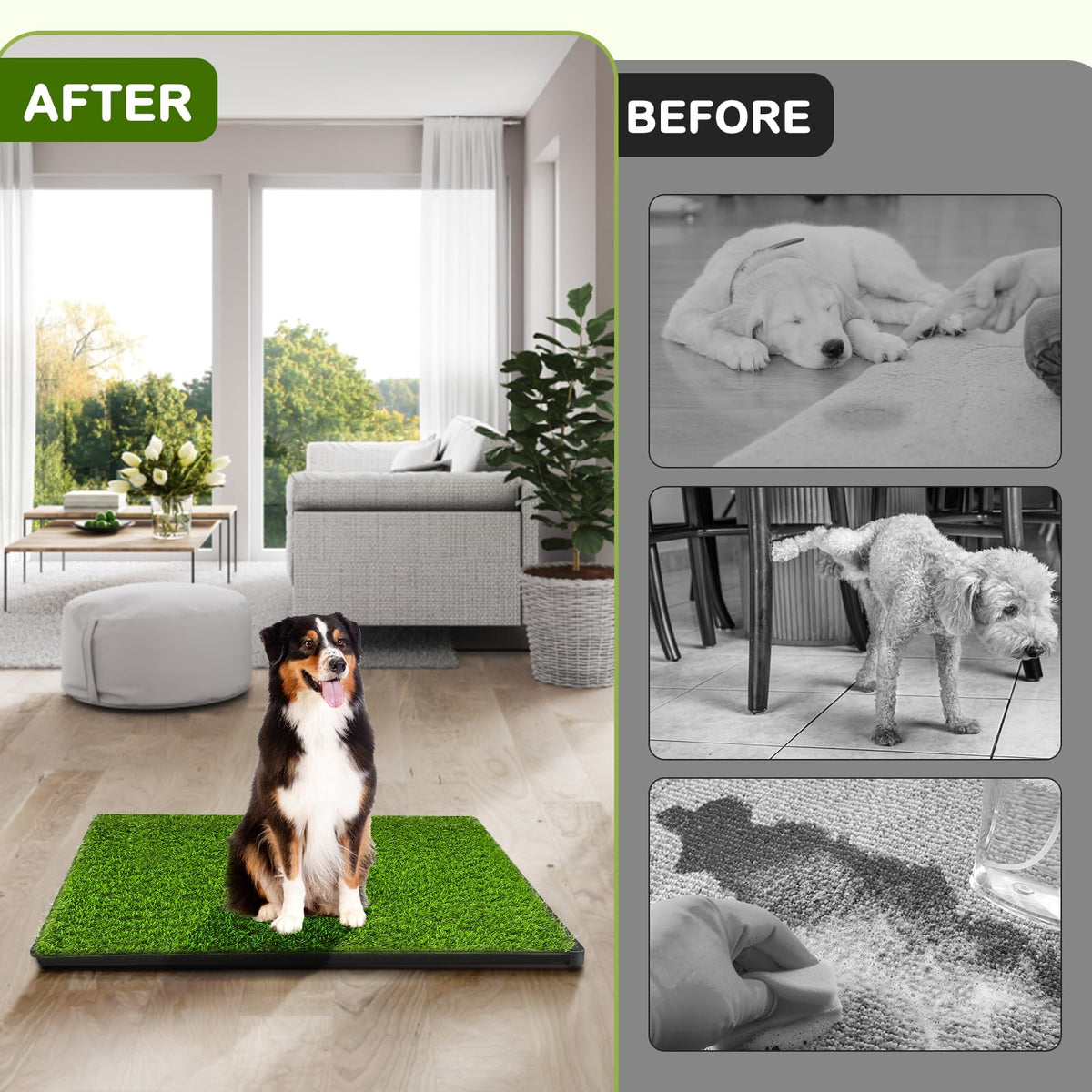 Dog Grass Pad with Tray (34''×23'' (3-Layer Potty System))