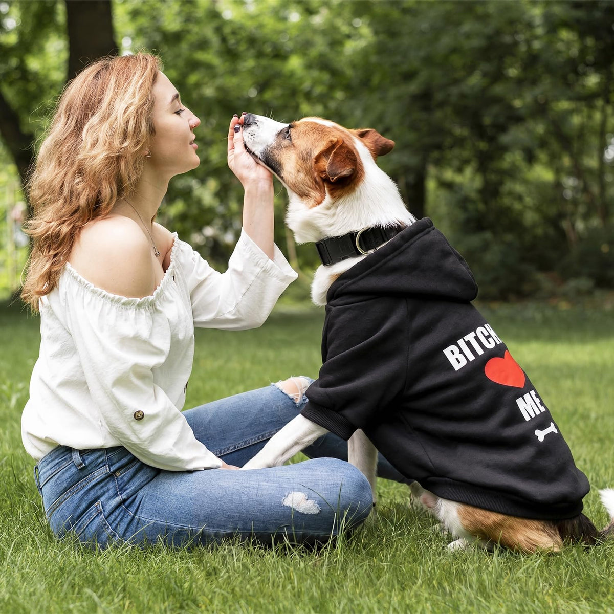 Dog Basic Hoodie Soft Dog Clothes Cold Weather Sweaters for Medium Large Dogs Cozy Fabric Warm Sweatshirt with Leash Hole for Boys (B LOVE ME / XS (Back: 10.24",Chest: 14.96", 2-5 lbs))