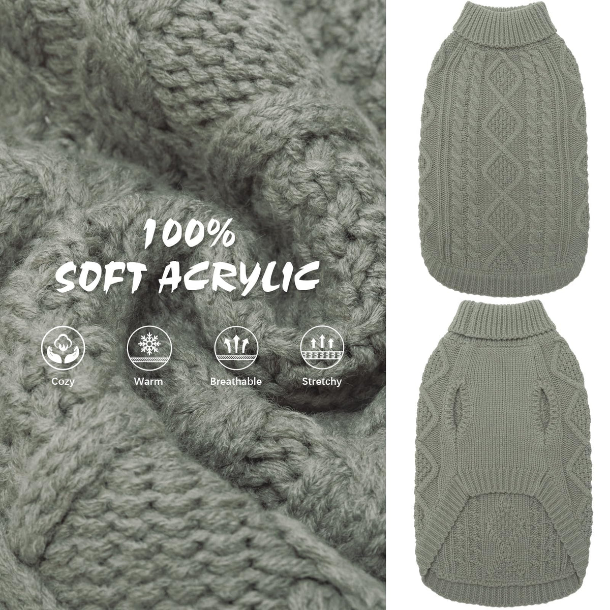 Dog Sweater for Medium Dogs (Grey / Medium)