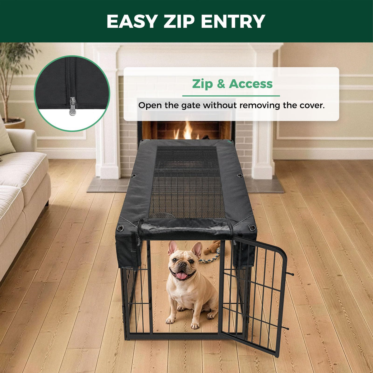 Homeplus Indoor Dog Playpen with Mesh Top Cover (Black / 40"H)