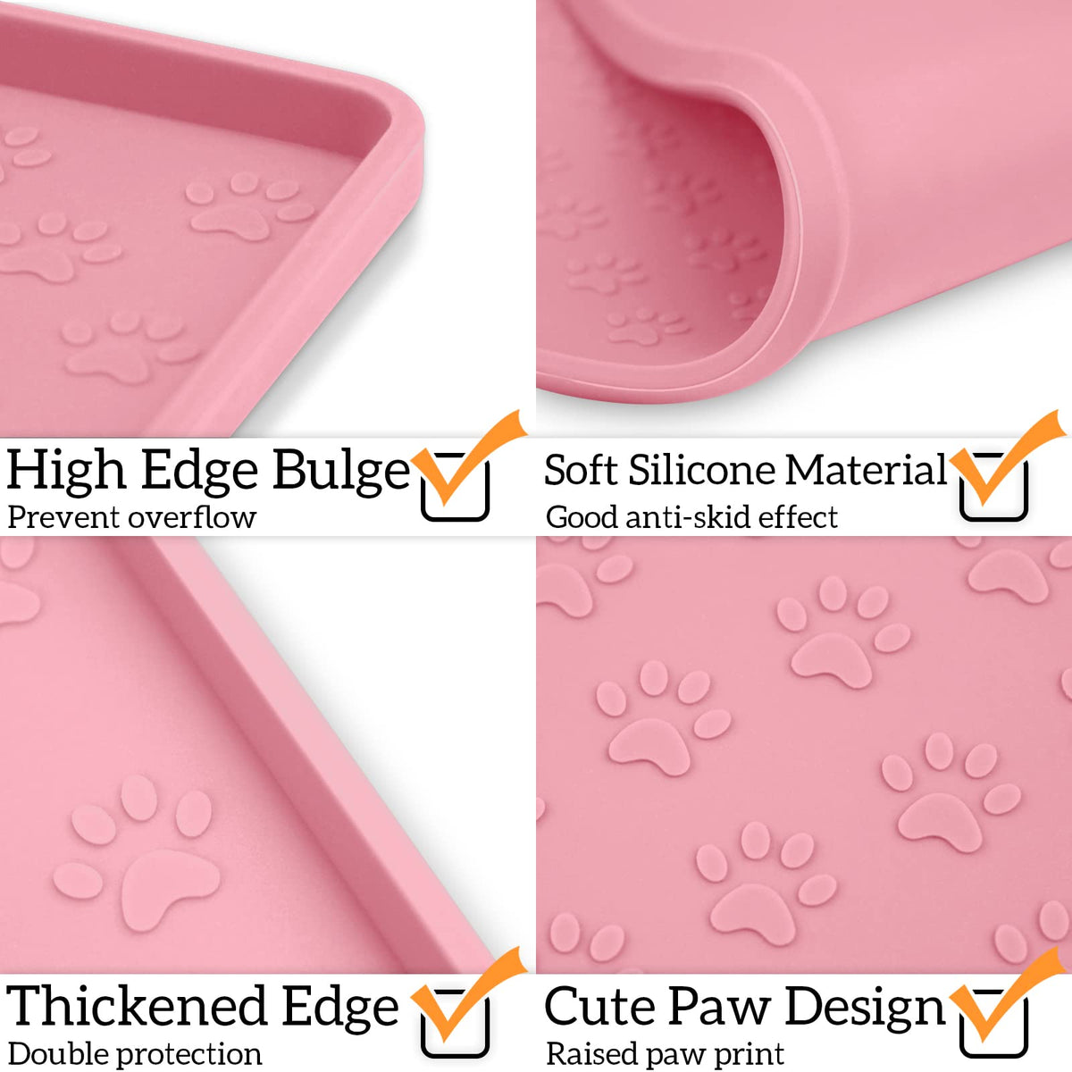 Pet Placemat for Dog and Cat (11.8"L x 11.8"W / Pink)