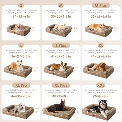 Orthopedic XXL Dog Bed (Camel / 46.0"l X 35.0"w X 7.5"th)