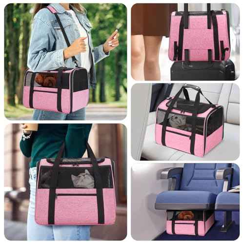 JUNGYOUN Premium Cat Carrier (Pink / 17.5"L x 12.4"W x 13.5"H)