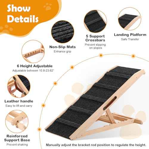 43" Foldable Dog Ramp 6 (M-43"L×16"W×23"H)